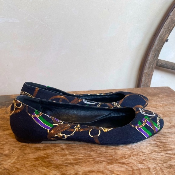 RALPH LAUREN COLLECTION Purple Label Black Equestrian Horse Bit Flats 9B ITALY!! - Picture 8 of 12